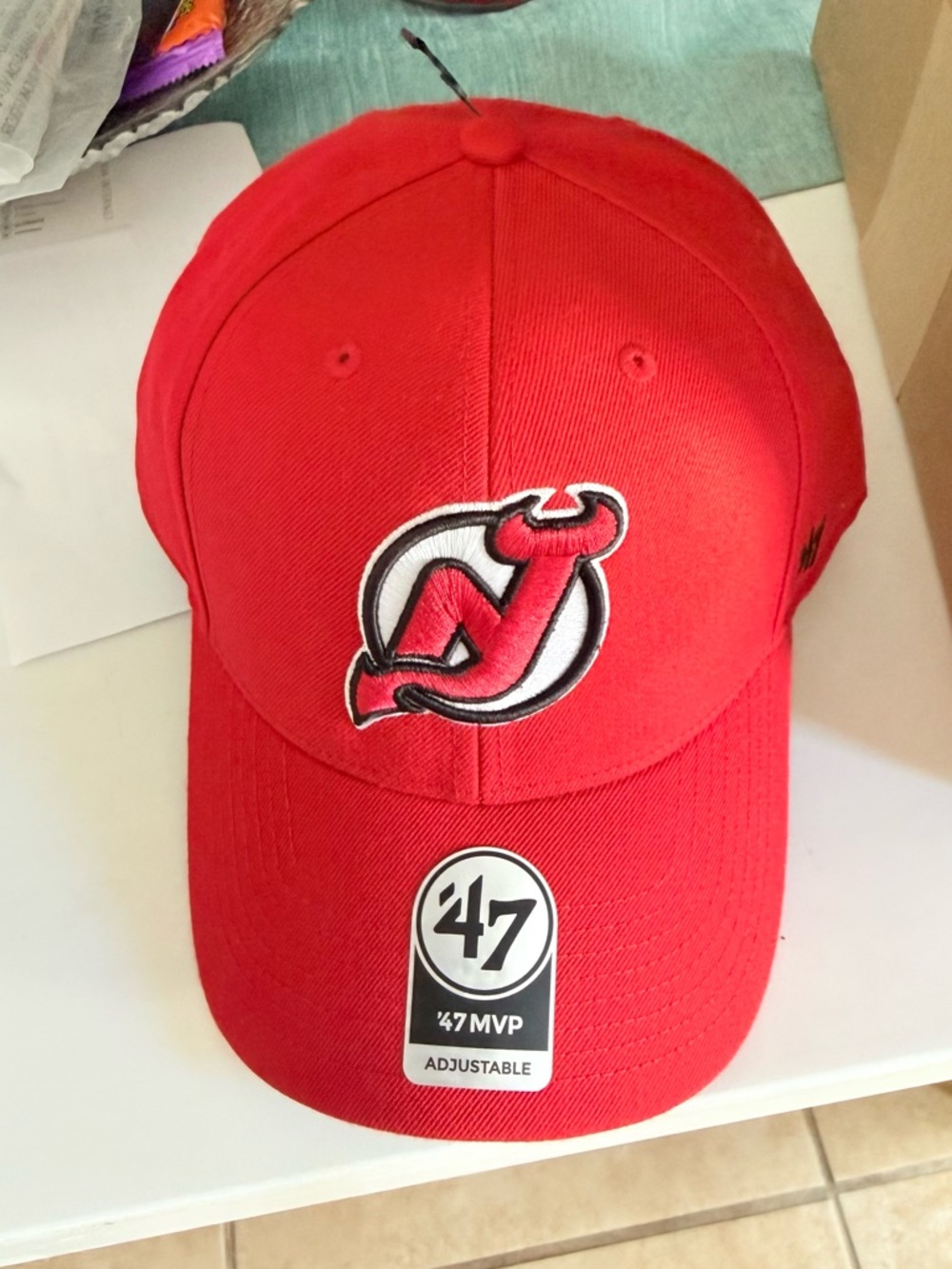 47 Red New Jersey Devils Logo Baseball Cap